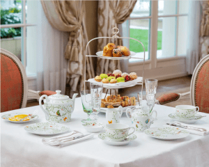 Table set with tea for two